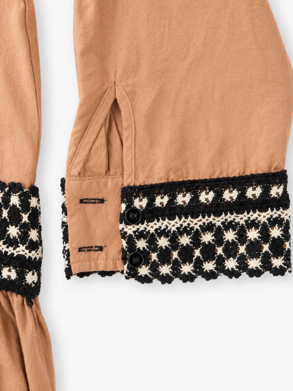 Zara Linen Blend Embroidered Tunic Dress Large Boho Hi-Low Beige Burnt Orange - Picture 6 of 11